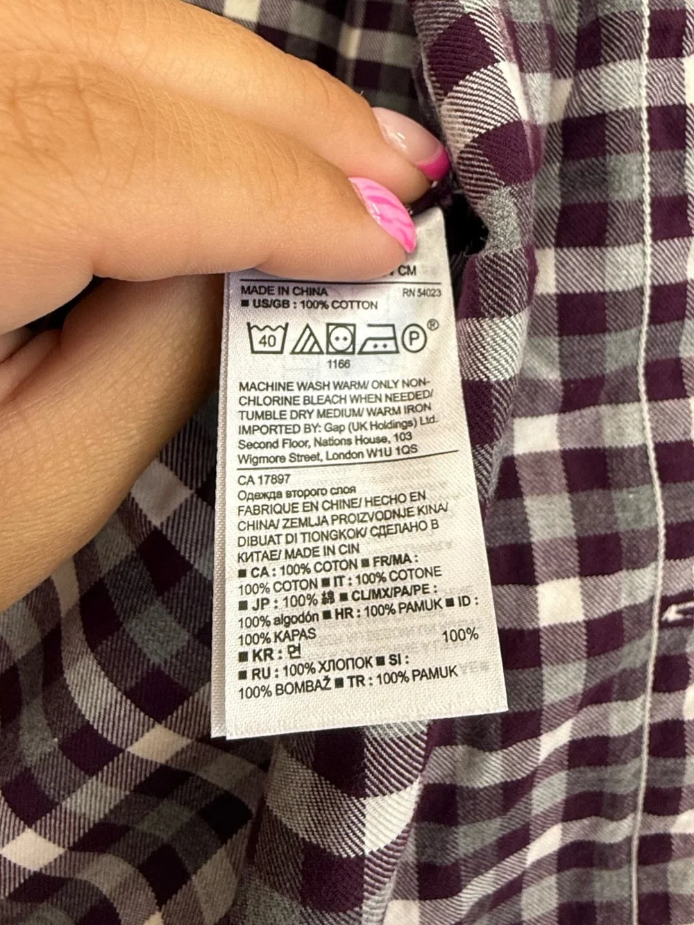Banana Republic Men’s Purple and White Plaid Button-Down Shirt